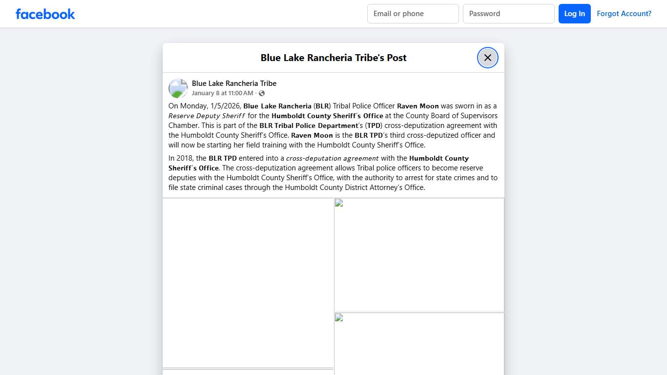 On Monday, 1/5/2026, 𝗕𝗹𝘂𝗲 𝗟𝗮𝗸𝗲... - Blue Lake Rancheria Tribe Facebook